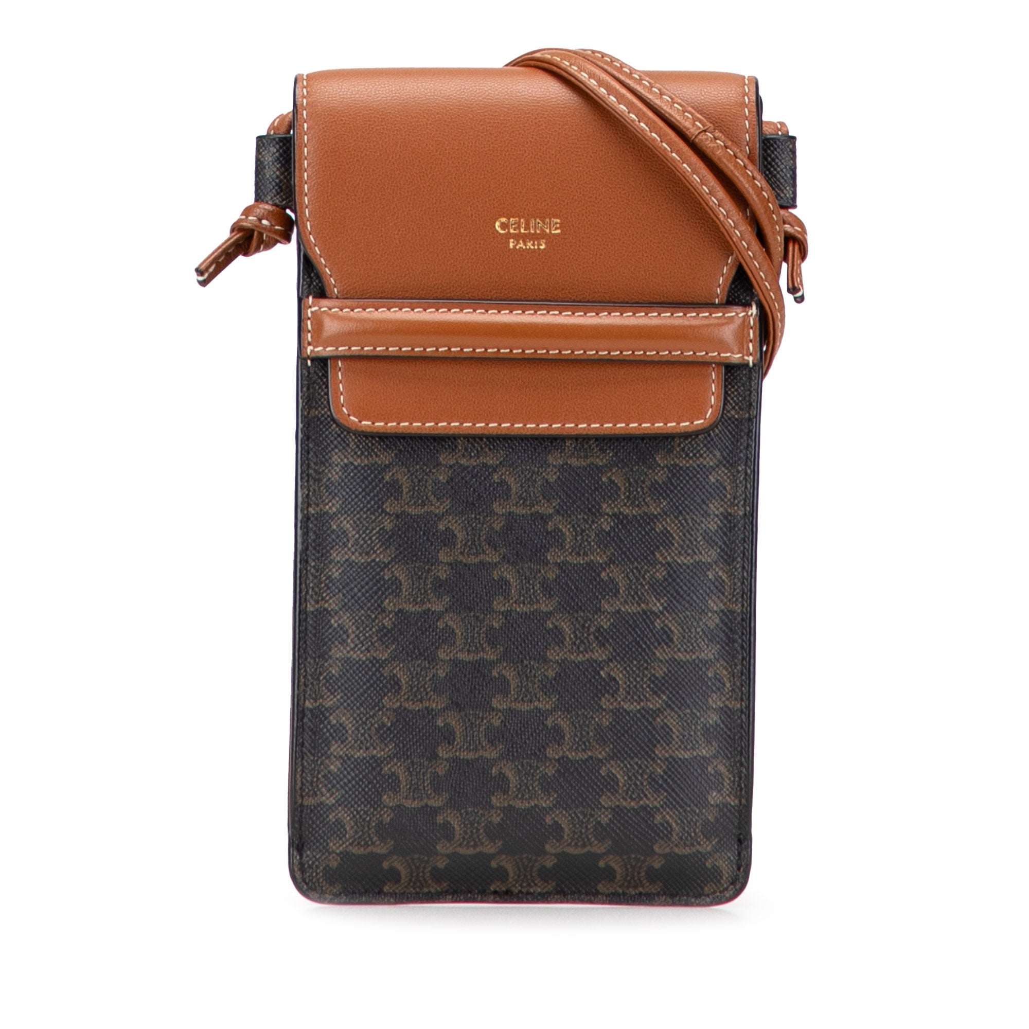 Triomphe Coated Canvas Phone Pouch Flap Crossbody