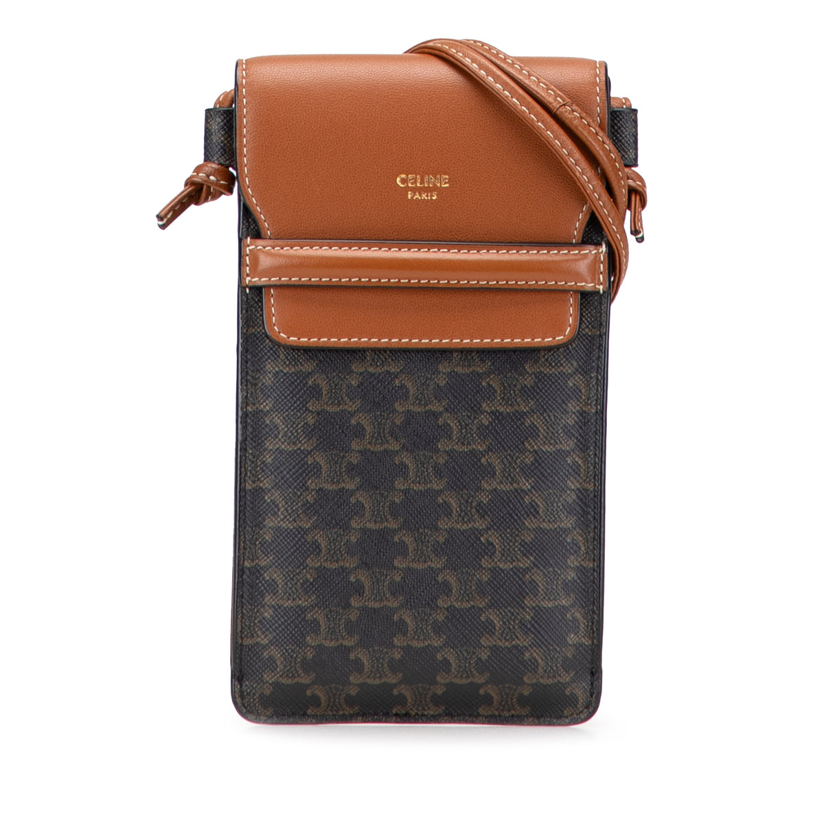 Triomphe Coated Canvas Phone Pouch Flap Crossbody