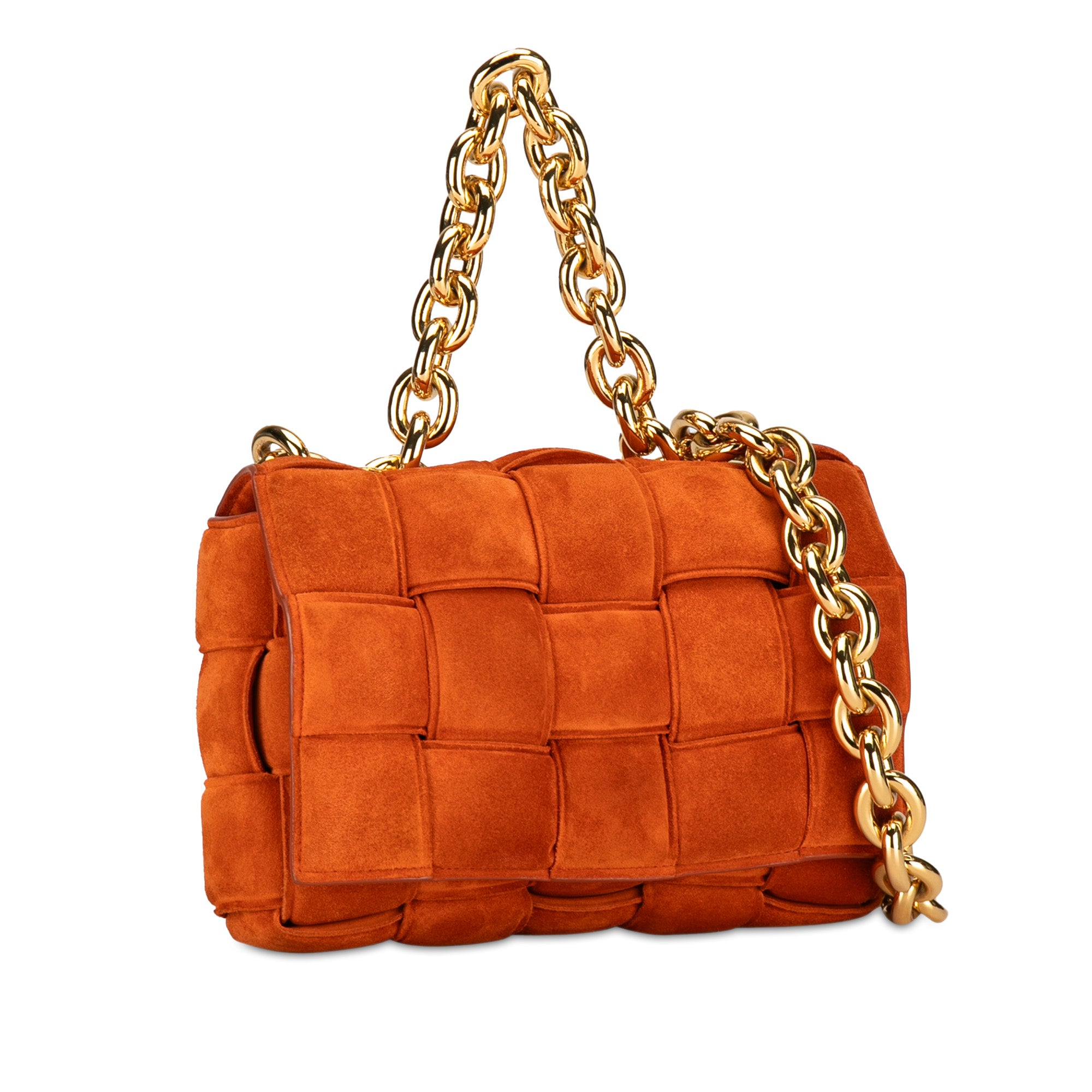 Suede Intrecciato Padded Chain Cassette Satchel_1