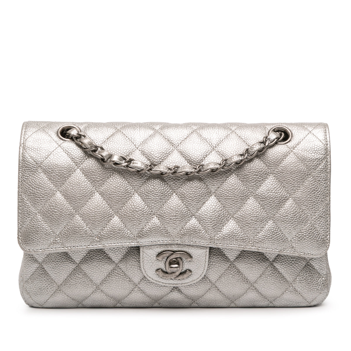 Medium Classic Iridescent Caviar Double Flap