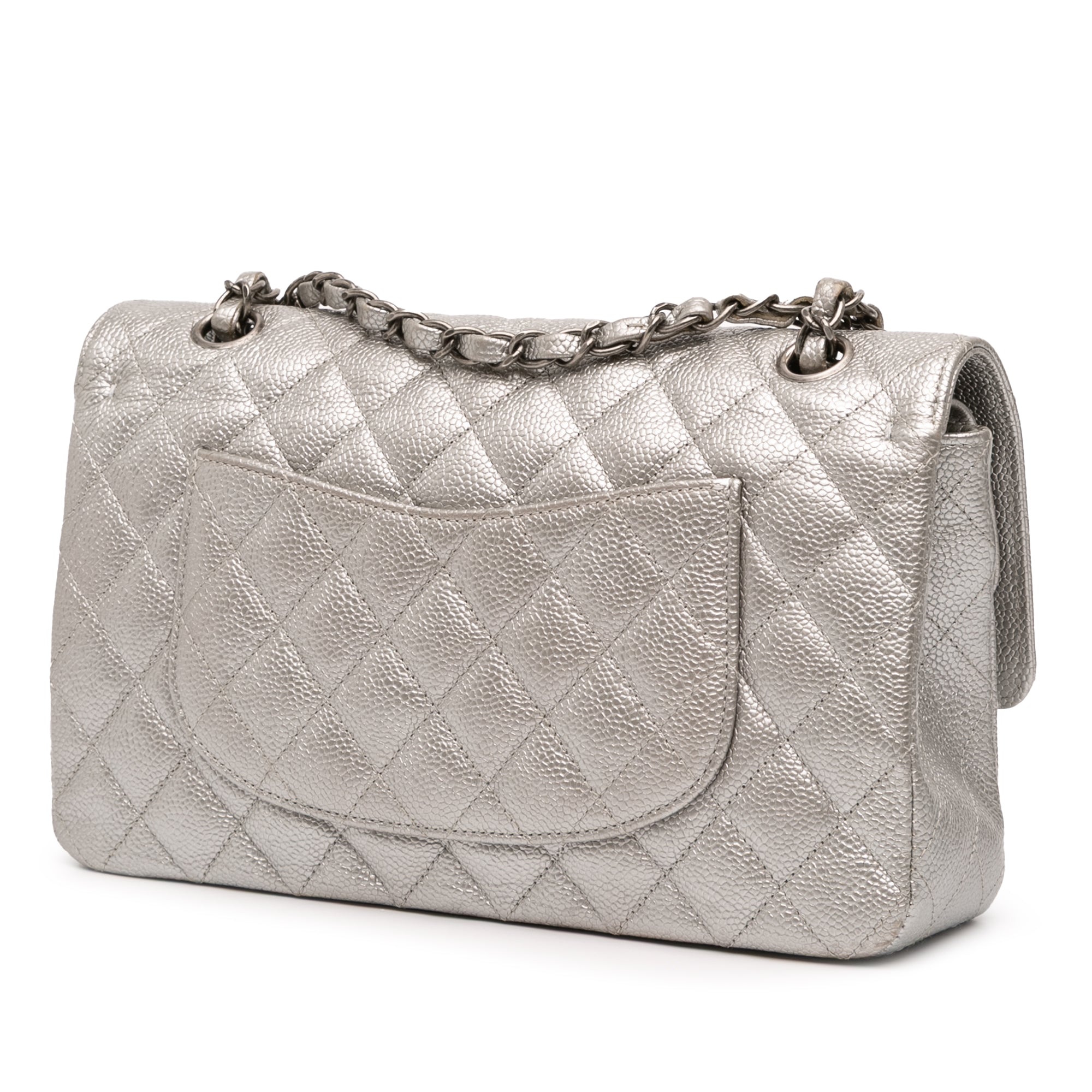 Medium Classic Iridescent Caviar Double Flap