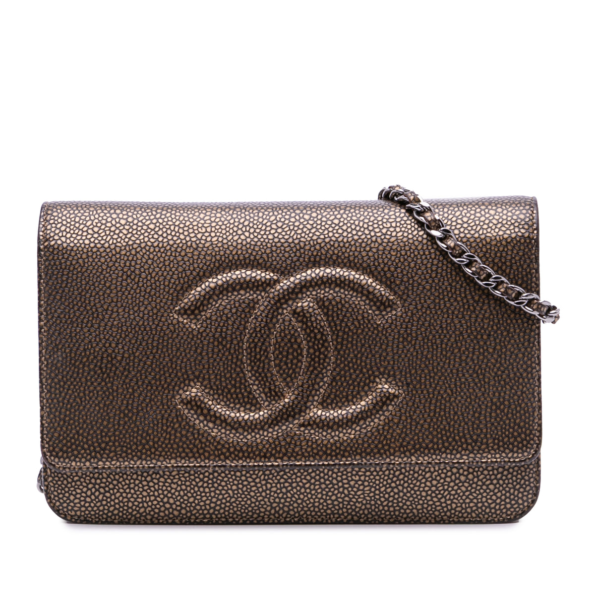 CC Metallic Caviar Wallet On Chain