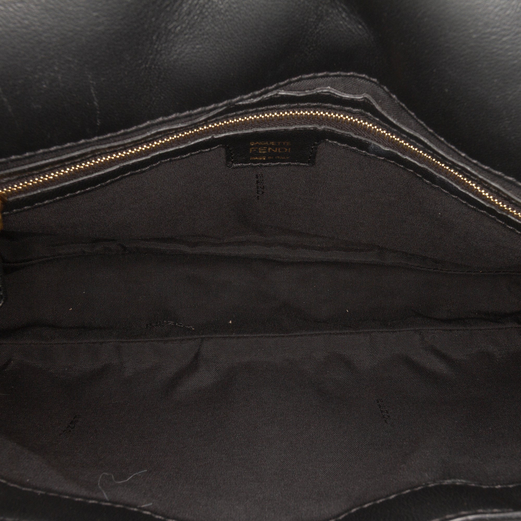 Large Zucca Embossed Leather Baguette Satchel