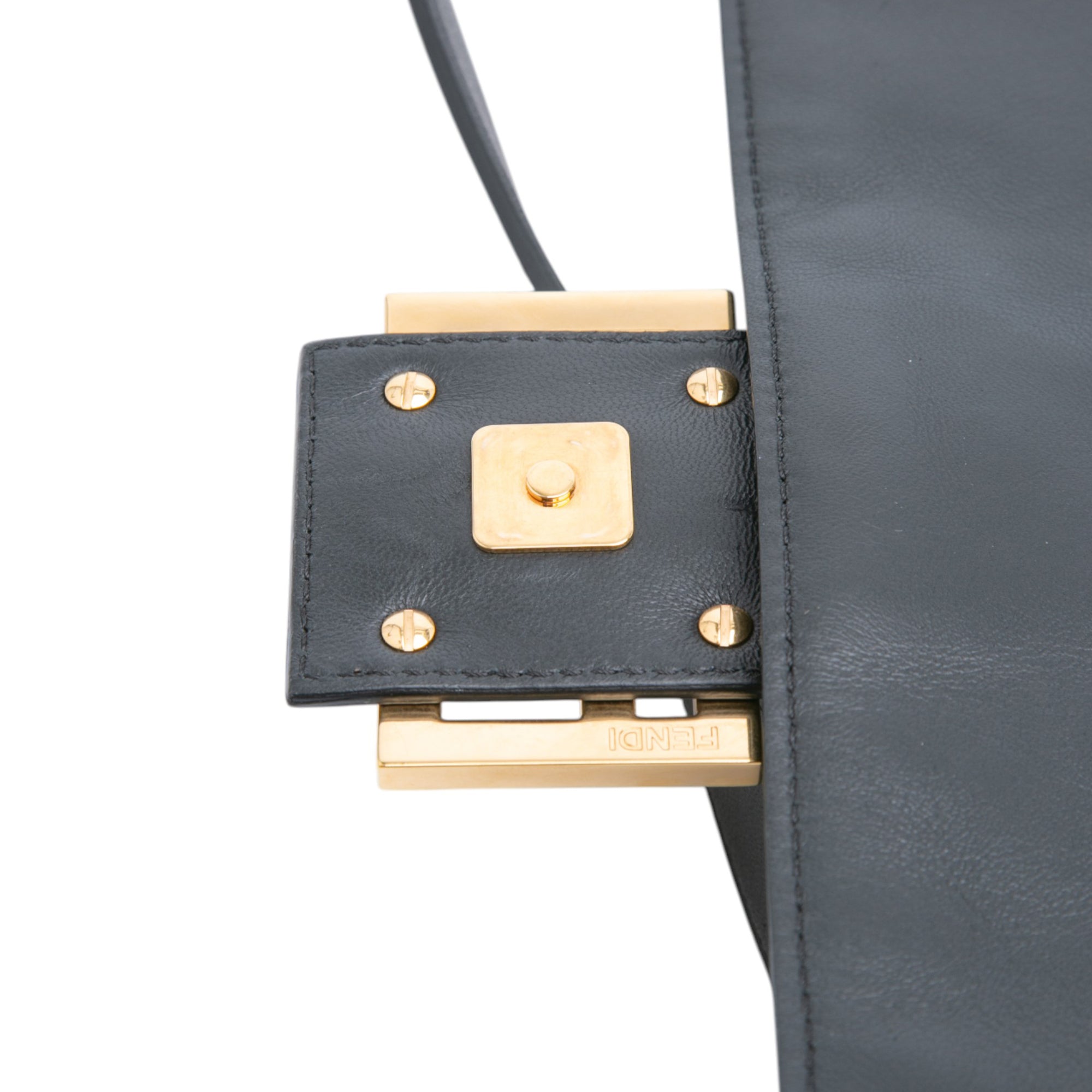 Large Zucca Embossed Leather Baguette Satchel