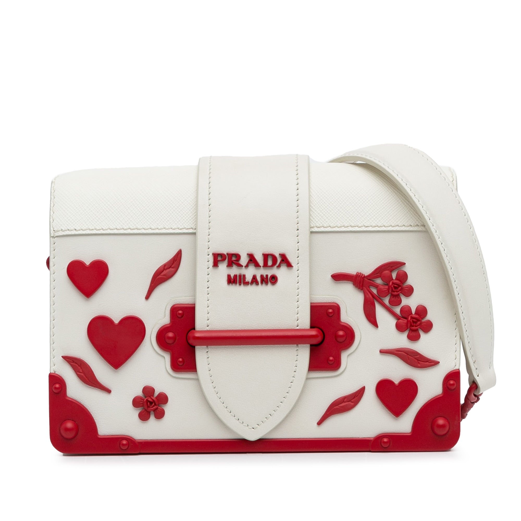 Saffiano Trimmed City Calf Cahier Flower Heart Bag_0