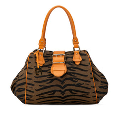 Zebra Print Canvas Shoulder Bag