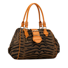 Zebra Print Canvas Shoulder Bag