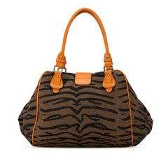 Zebra Print Canvas Shoulder Bag