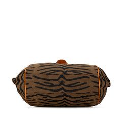 Zebra Print Canvas Shoulder Bag