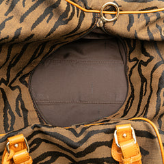 Zebra Print Canvas Shoulder Bag