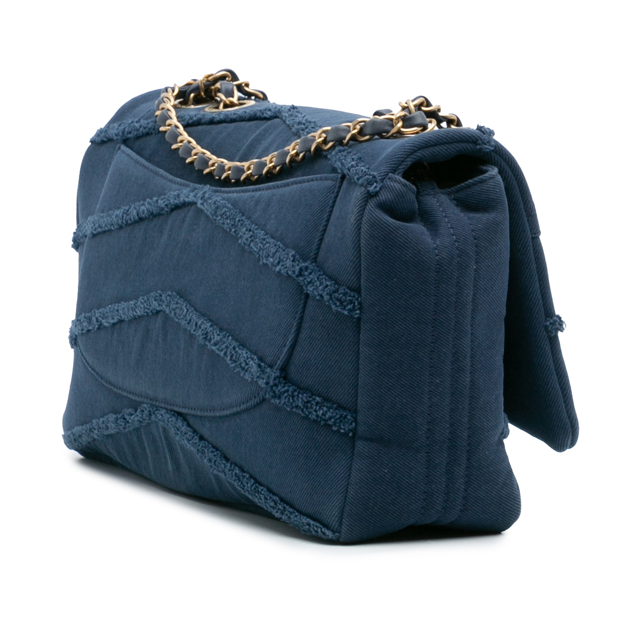 Jumbo Chevron Denim Fringe Coco Flap