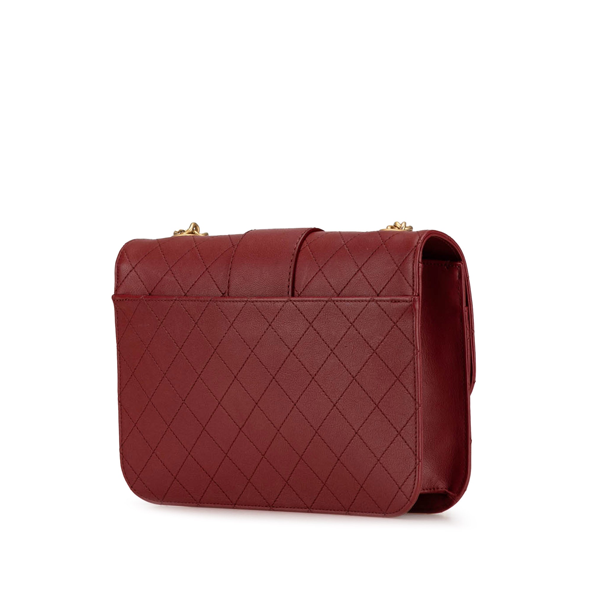 Large Quilted Sheepskin Front Chain Flap