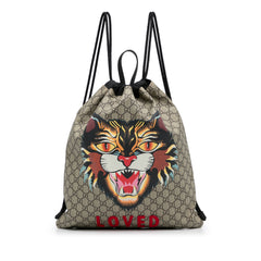 GG Supreme Angry Cat Drawstring Backpack_0