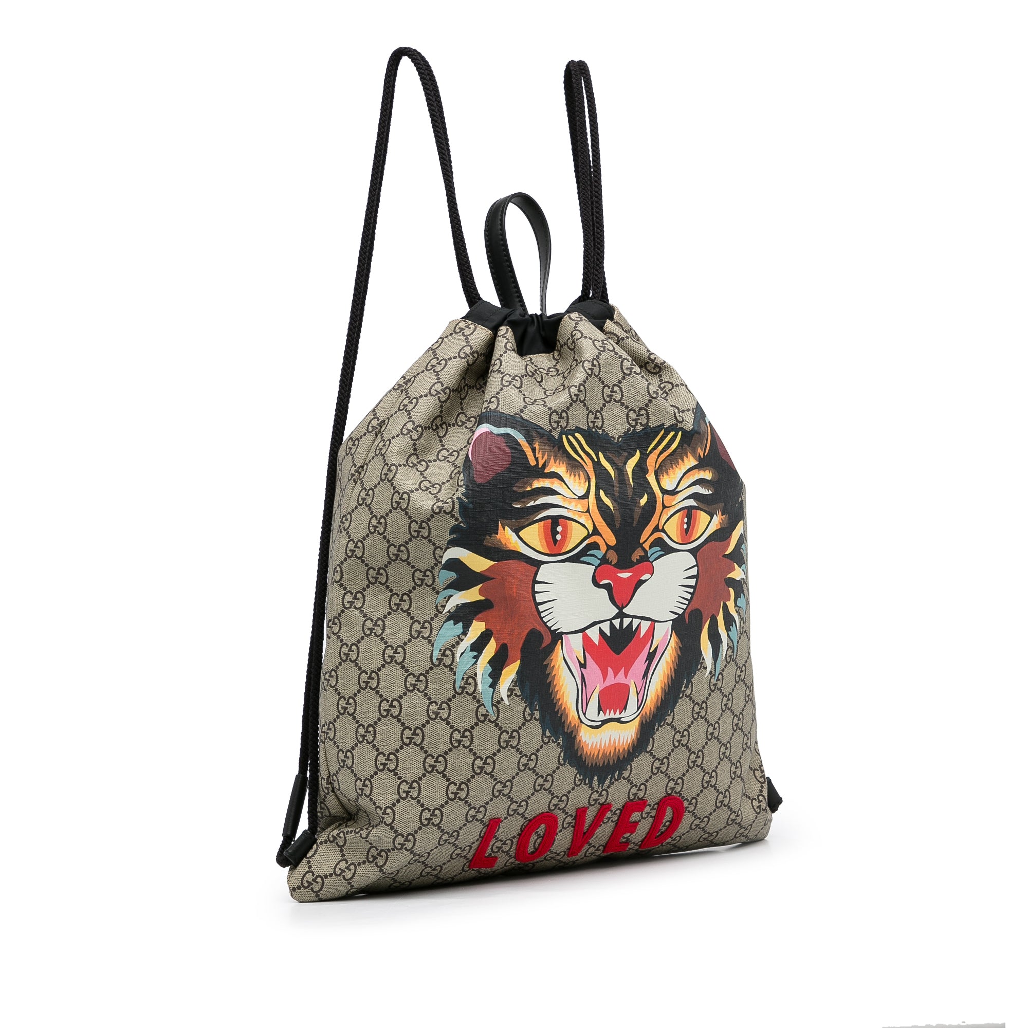 GG Supreme Angry Cat Drawstring Backpack_1