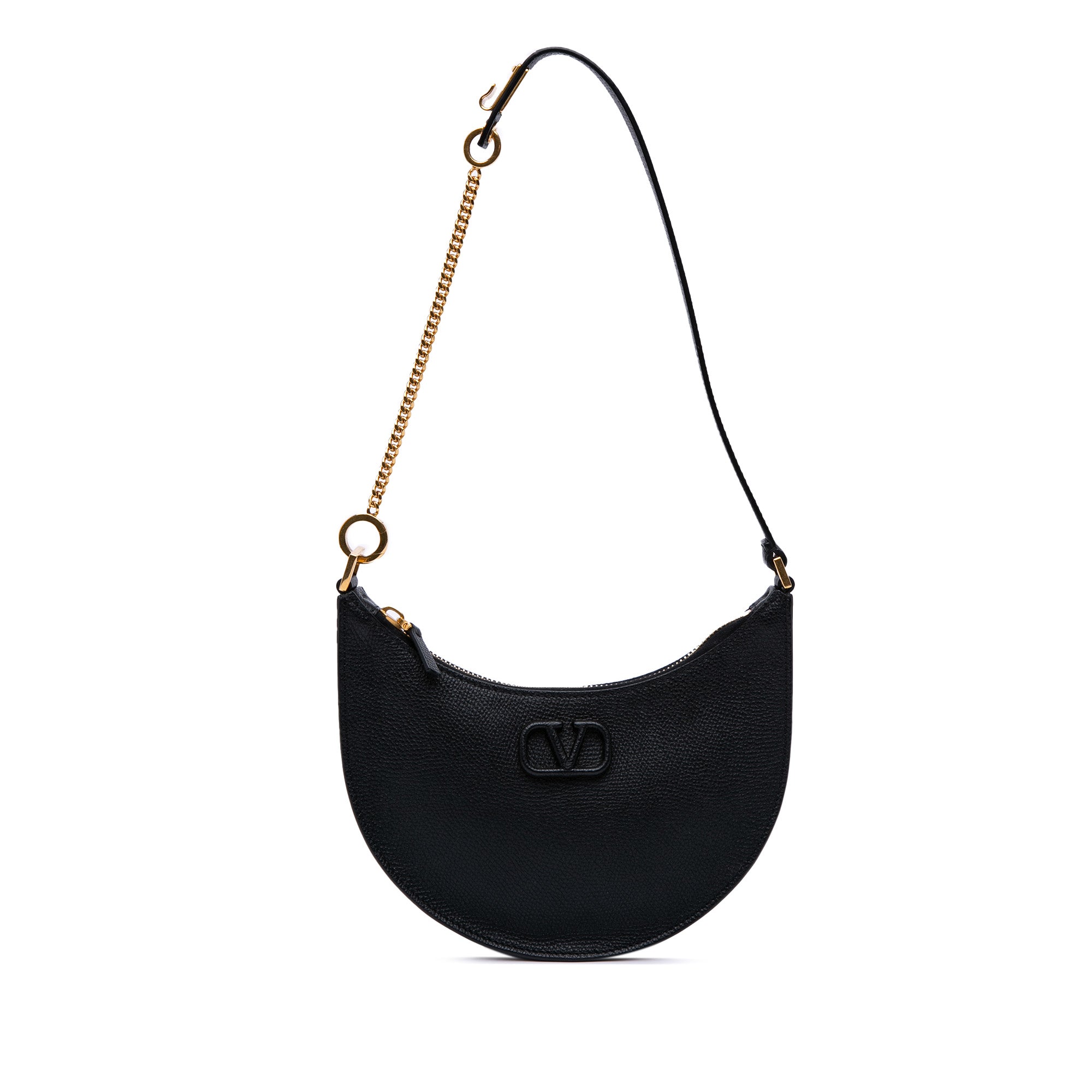 Mini Grainy Calfskin VLogo Hobo