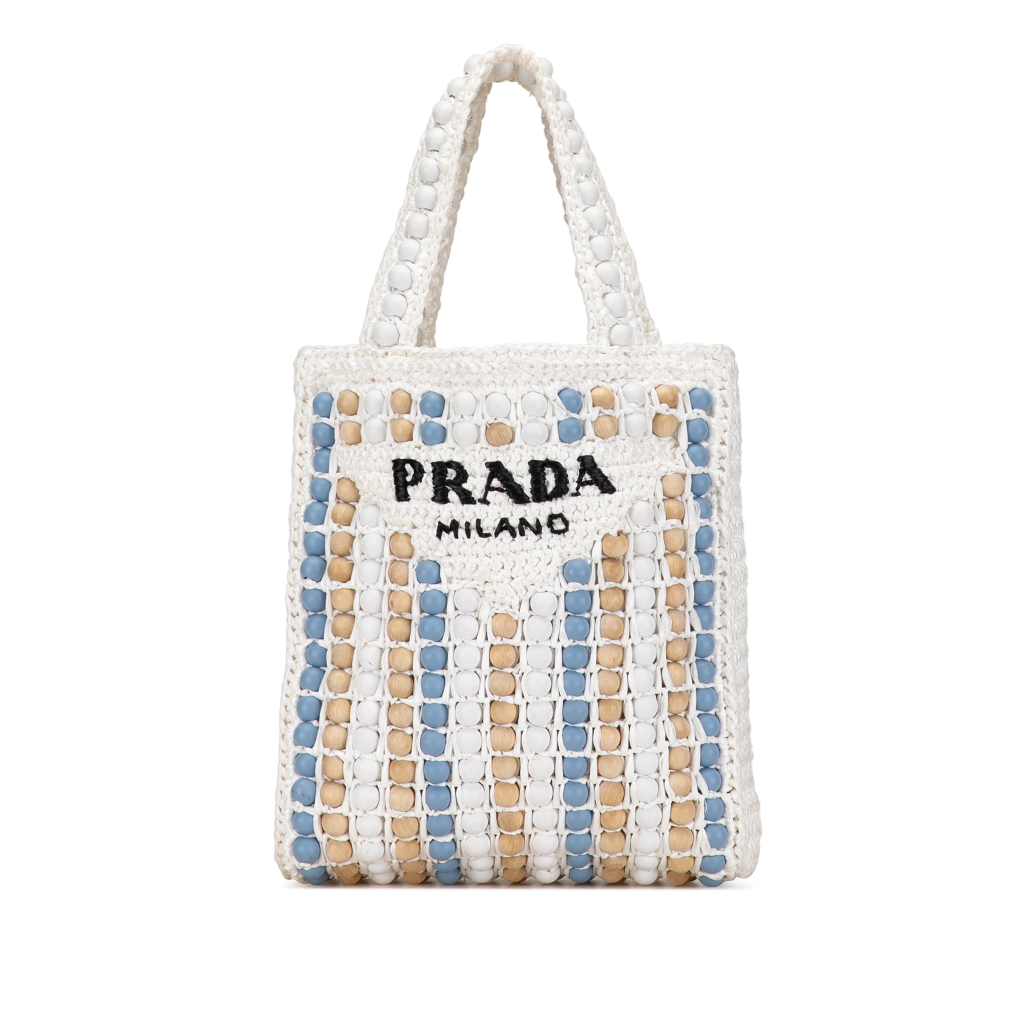 Beaded Raffia Logo Tote_0