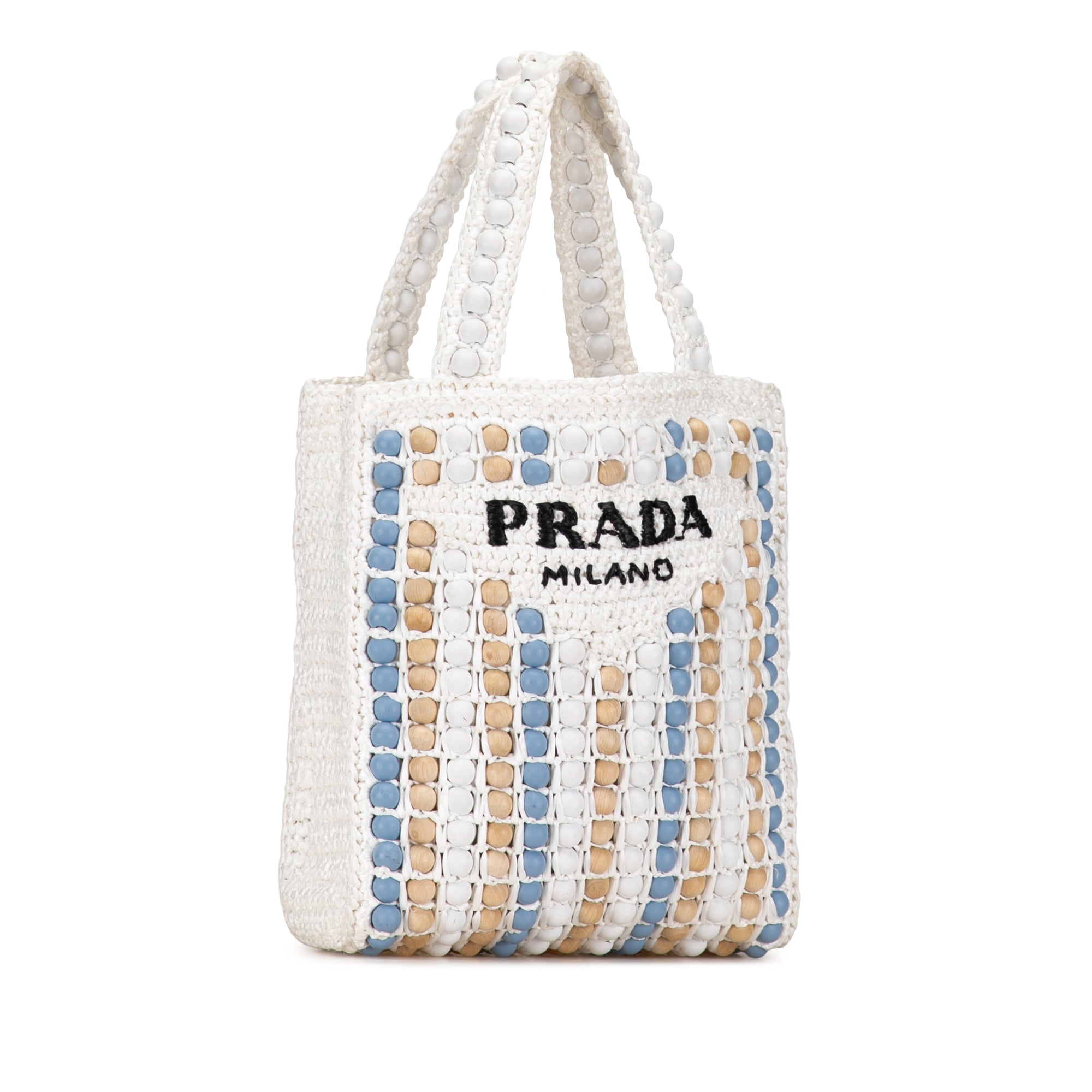 Beaded Raffia Logo Tote_1