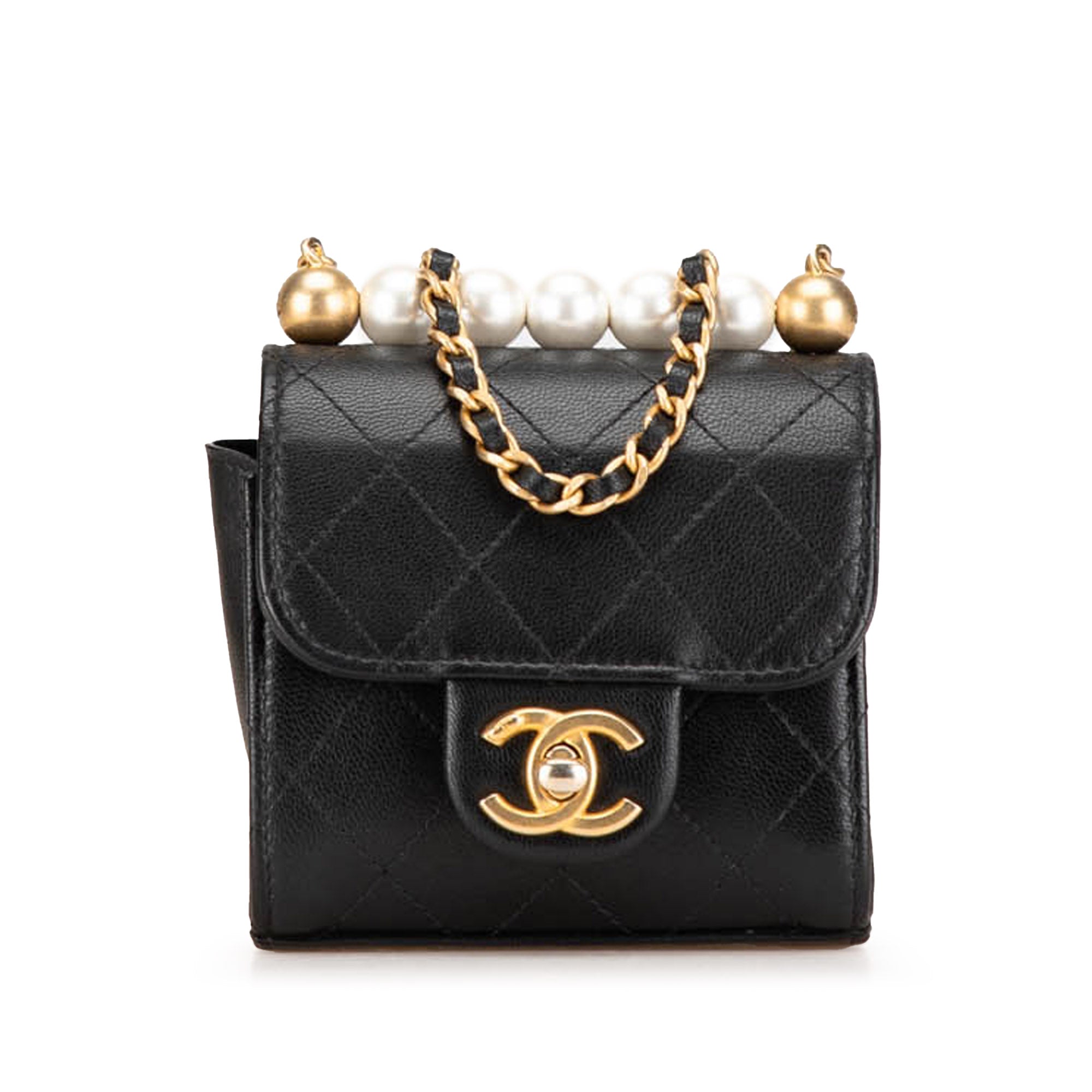 Mini Goatskin Chic Pearls Clutch On Chain