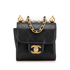 Mini Goatskin Chic Pearls Clutch On Chain