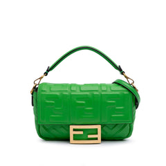 Mini Zucca Embossed Leather Baguette Satchel