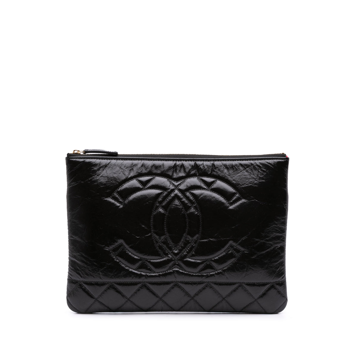 Medium Shiny Aged Calfskin O Case Clutch