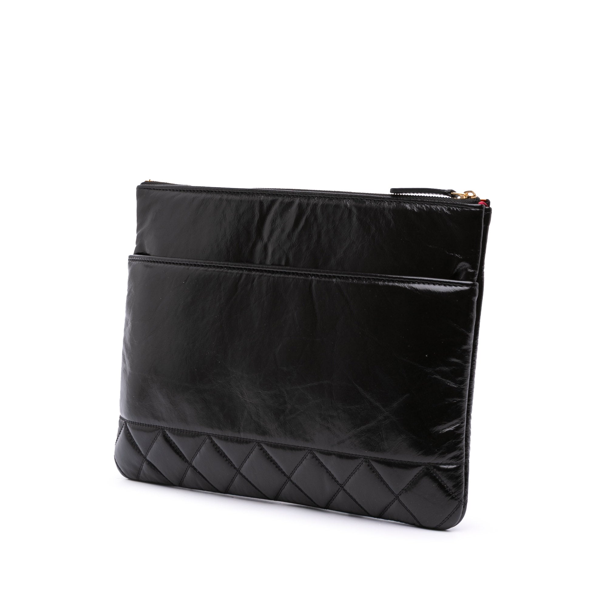 Medium Shiny Aged Calfskin O Case Clutch
