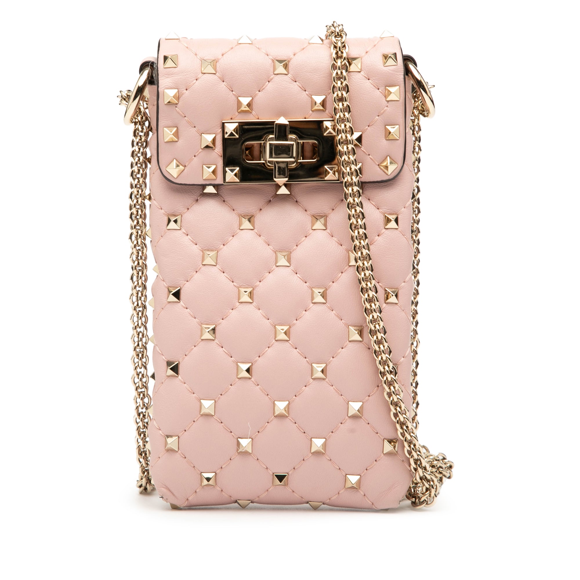 Lambskin Rockstud Spike Phone Case Crossbody