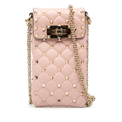 Lambskin Rockstud Spike Phone Case Crossbody