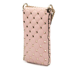 Lambskin Rockstud Spike Phone Case Crossbody