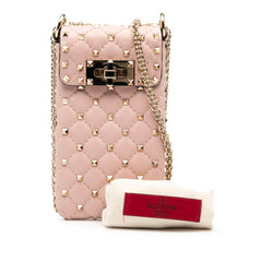 Lambskin Rockstud Spike Phone Case Crossbody