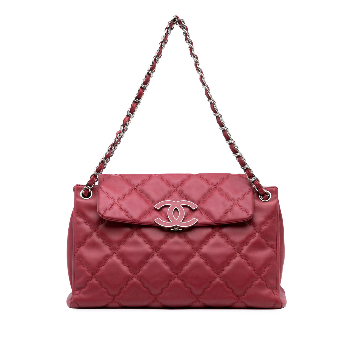 Large Calfskin Double Stitch Hampton Flap