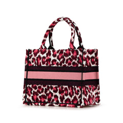 Mizza Small Embroidered Canvas Leopard Book Tote