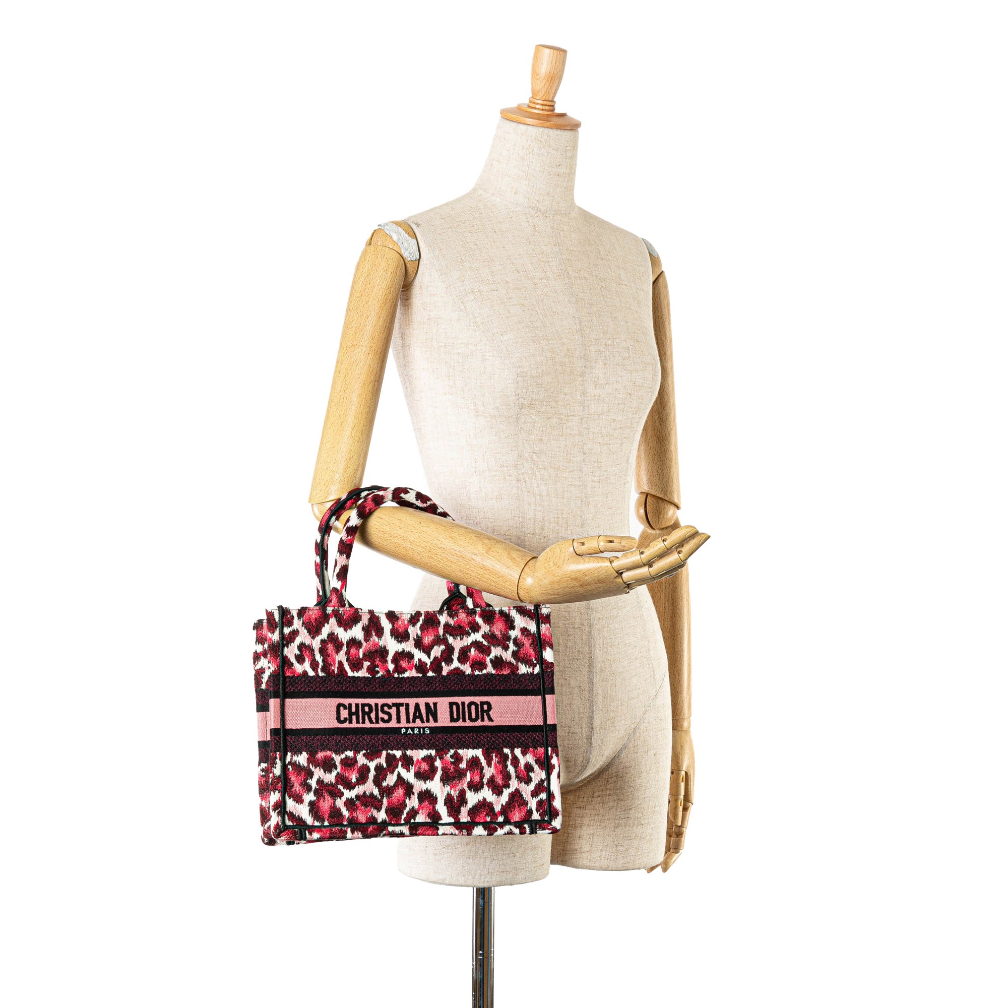 Mizza Small Embroidered Canvas Leopard Book Tote