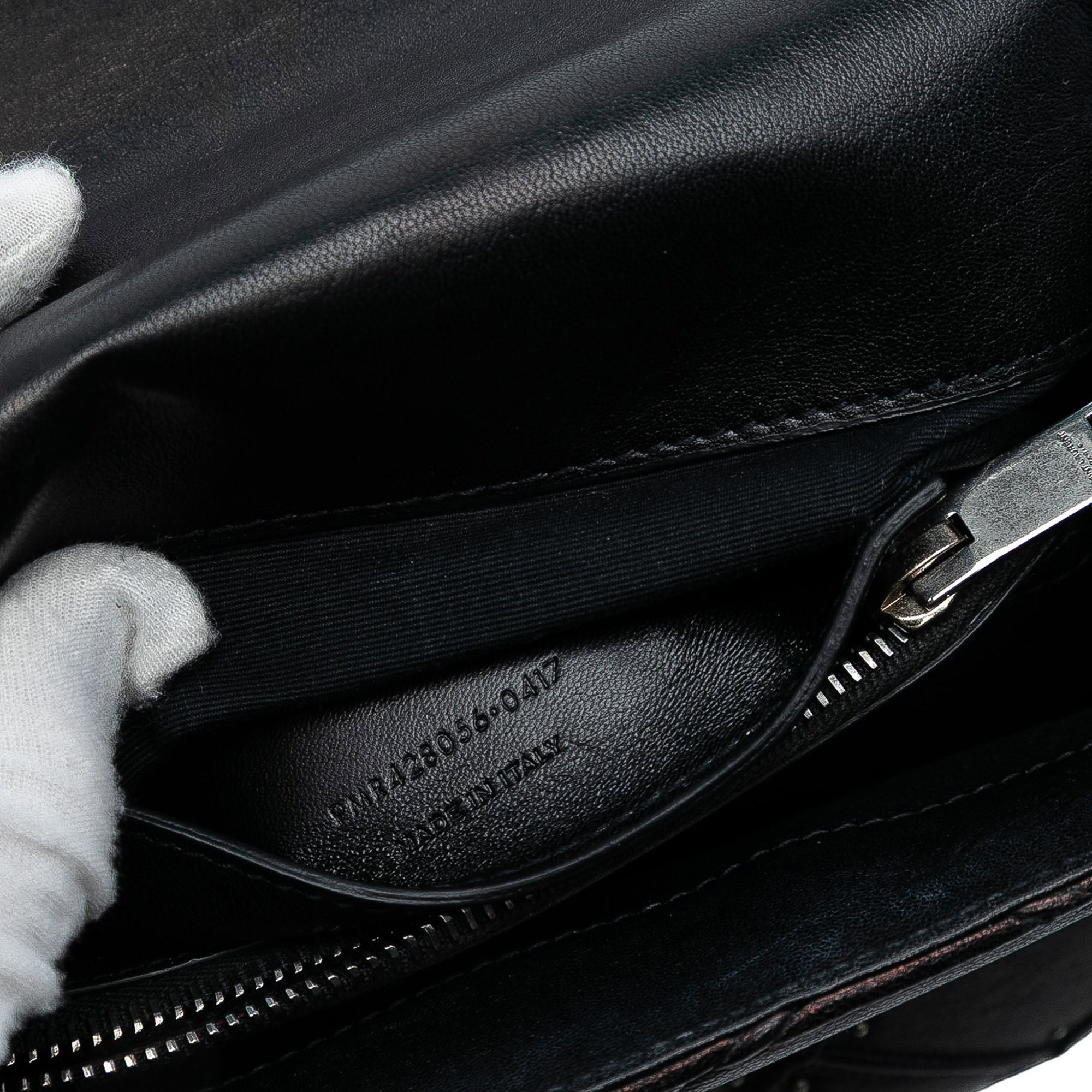 Medium Quilted Diamond Iridescent Calfskin Monogram Studded College Satchel