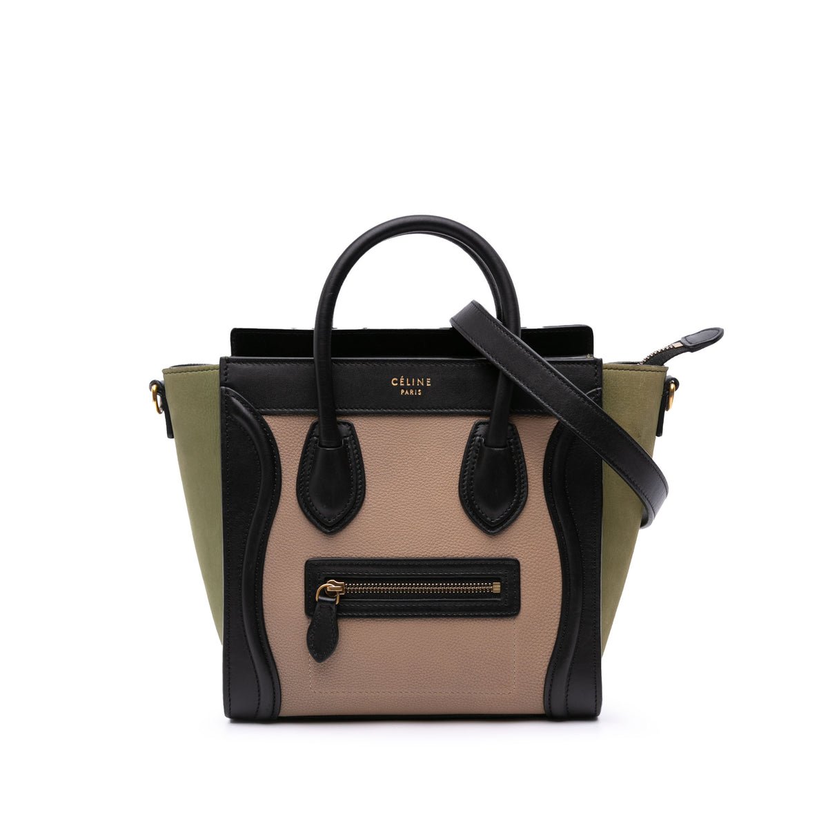 Nano Tricolor Grained Calfskin and Nubuck Luggage Tote