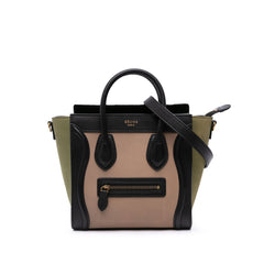 Nano Tricolor Grained Calfskin and Nubuck Luggage Tote