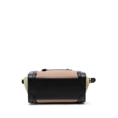 Nano Tricolor Grained Calfskin and Nubuck Luggage Tote