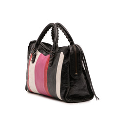 Small Lambskin Motocross Striped Classic City Satchel