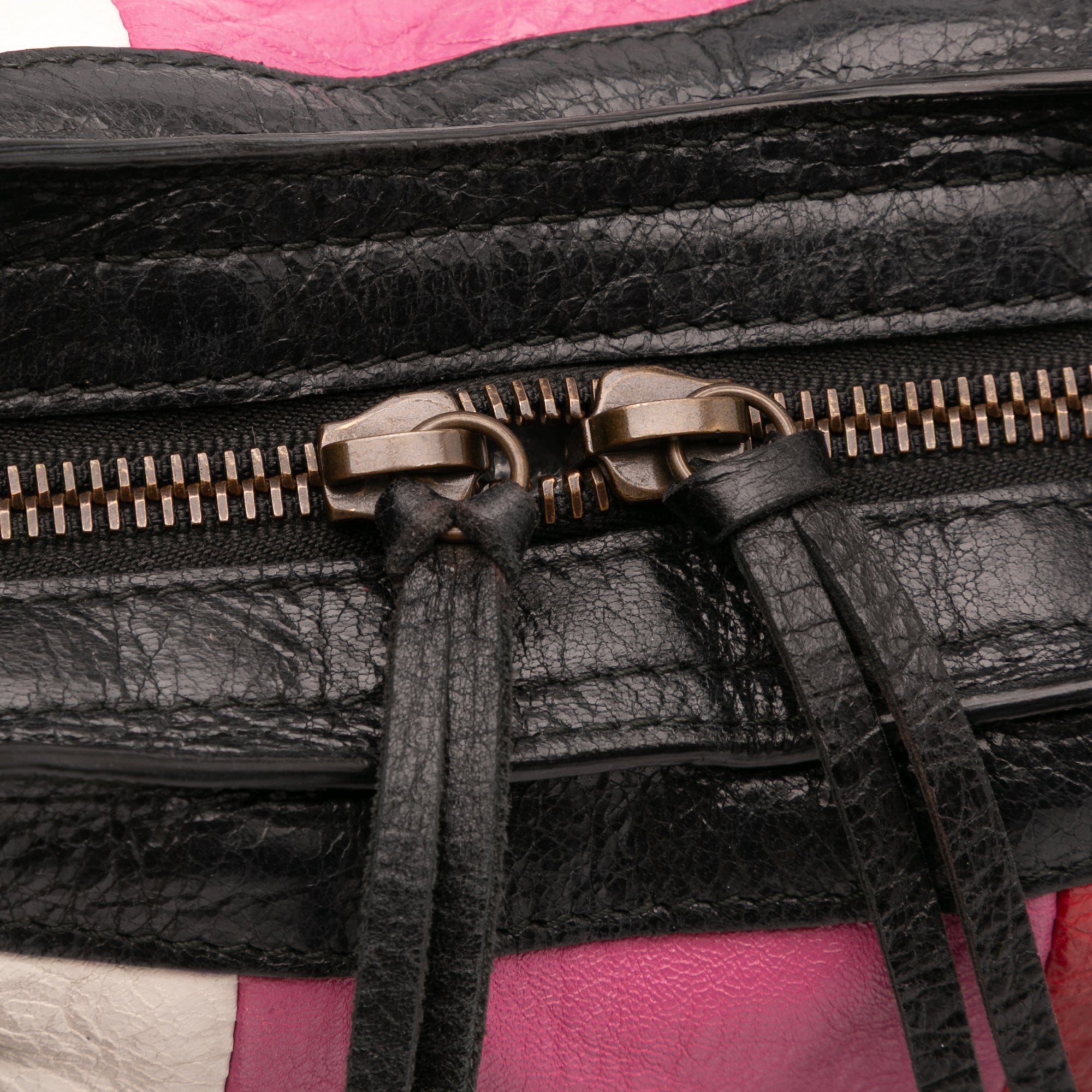 Small Lambskin Motocross Striped Classic City Satchel