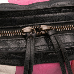 Small Lambskin Motocross Striped Classic City Satchel