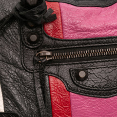 Small Lambskin Motocross Striped Classic City Satchel