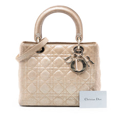 Medium Iridescent Lambskin Cannage Lady Dior