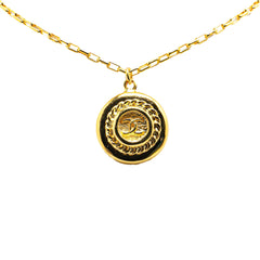 Gold Plated CC Round Pendant Necklace