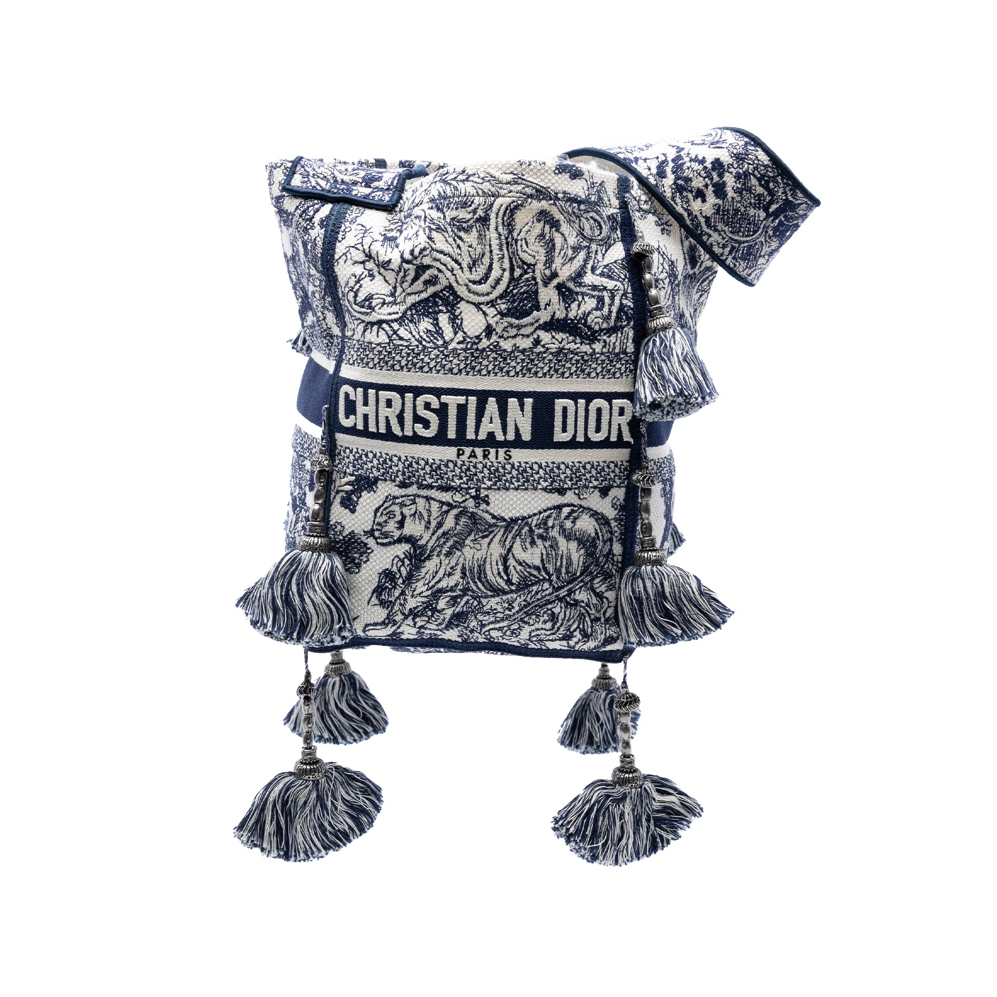 Canvas Embroidered Toile De Jouy D Bubble Bucket Bag