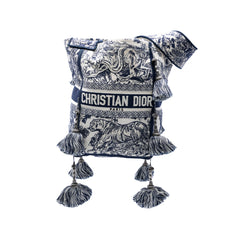 Canvas Embroidered Toile De Jouy D Bubble Bucket Bag