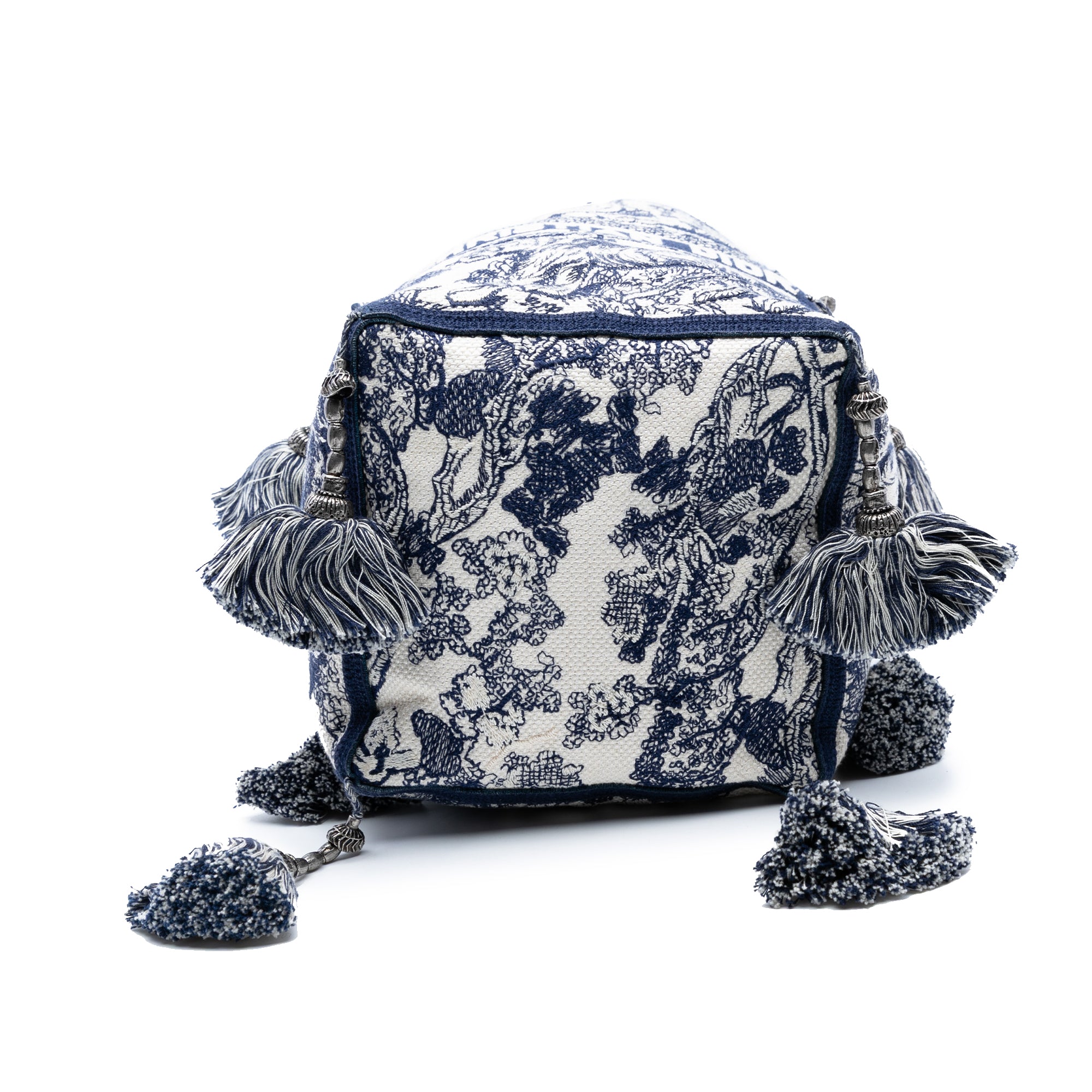 Canvas Embroidered Toile De Jouy D Bubble Bucket Bag