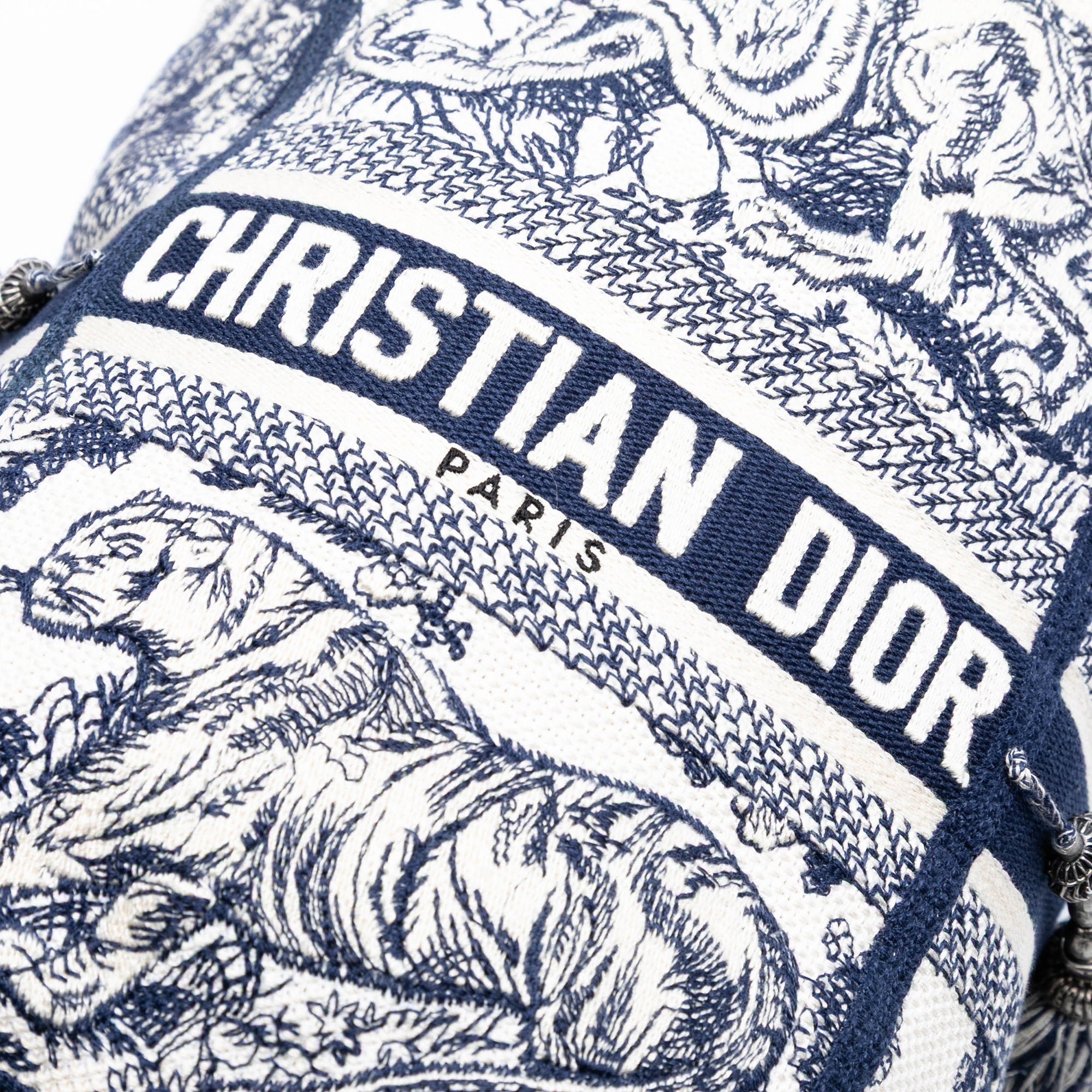 Canvas Embroidered Toile De Jouy D Bubble Bucket Bag