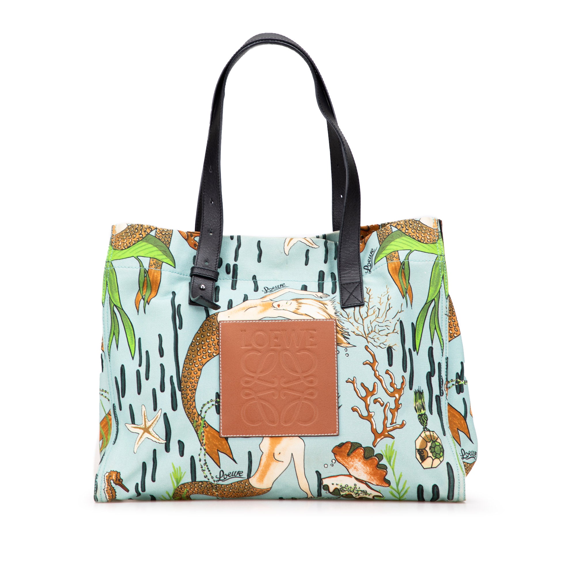Paulas Ibiza Medium Canvas Mermaid Print Tote