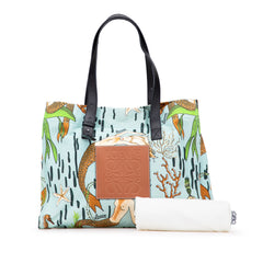 Paulas Ibiza Medium Canvas Mermaid Print Tote