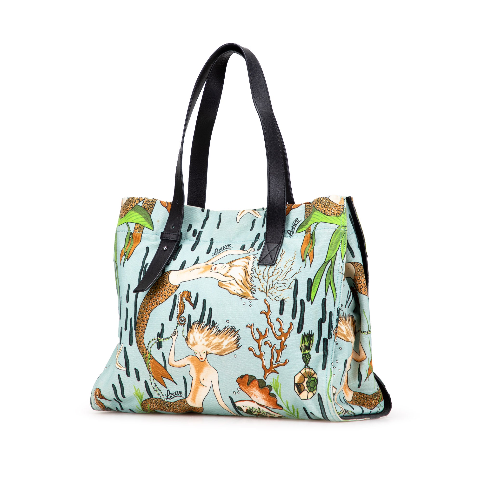Paulas Ibiza Medium Canvas Mermaid Print Tote